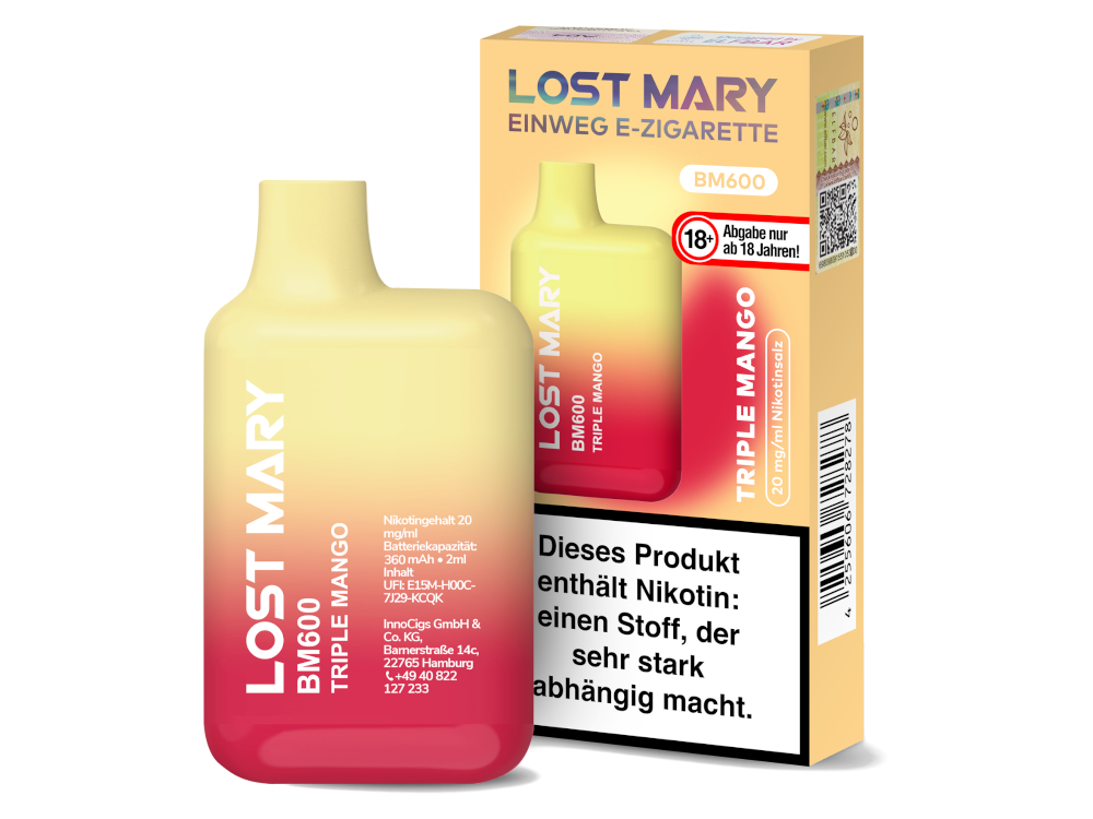 10x Lost Mary - BM600 Einweg E-Zigarette - Triple Mango 20 mg/ml