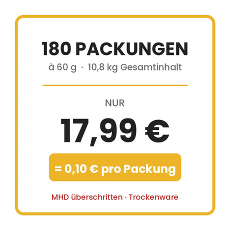 180 Packungen fuer 17,99 Euro